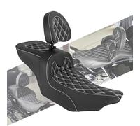 HCmotorku One-piece Two-Up Seat Driver Passenger Seat with Driver Backrest Fit for Harley Touring Road King Street Glide Electra Glide 2023.5-Up White Stitching