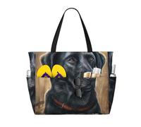 HCMuxisen Black Labrador, Large Beach Bag Shoulder Bag For Women - Tote Bag Handbag With Handles