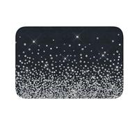 HCMuxisen Black Silver Glitter Diamond Sparkly Doormat Bath Mat Non-Slip Floor Mat Soft Hem Mat Absorbent 40x60 cm