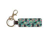 HCMuxisen Cockapoo Floral Black Cockapoo Dogs And Florals Dog, PU Leather Keychain, Keychains Keyring Key Chain Ring 1 pc