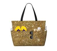 HCMuxisen Gold Glitter Sparkle Glittery Sparkly, Large Beach Bag Shoulder Bag For Women - Tote Bag Handbag With Handles