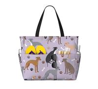 HCMuxisen Italian Greyhound Dog Bones And Paws, Large Beach Bag Shoulder Bag For Women - Tote Bag Handbag With Handles