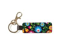 HCMuxisen Polish Folk Art Floral Vintage, PU Leather Keychain, Keychains Keyring Key Chain Ring 1 pc