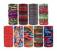 HCMY 12/9/8/6/4 Pack Neck Gaiter for Women Balaclava Tube UV Face Mask Headband Men Ski Cooling Bandanas, 9pcs Classic Style, Large