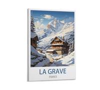 HCNEIAX La Grave Ski France Vintage Travel Posters Mountain 12x18inch(30x45cm) Canvas Wall Art Posters for Living Room Decor Paintings for Home Decor