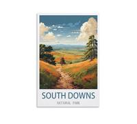 HCNEIAX South Downs National Park Vintage Travel Posters Foot 16x24inch(40x60cm) Canvas Wall Art Posters for Living Room Decor Paintings for Home Decor