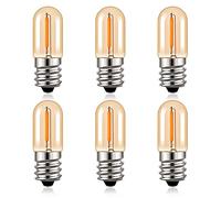 Hcnew E14 1W LED Candelabra Bulbs, T16 Vintage Edison Screw Bulb, Tubular Night Light, Mini Bulb, Ultra Warm White 2200K, Amber Glass, 10 Watt Equivalent, 6 Pieces