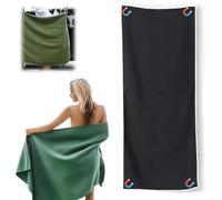 Hcnjn Magnet Towels for Surfers, Outdoor Magnetic Bath Towel, Oversized 75X30 Lightweight Thin Beach Towel, Quick Dry Sand-Free Coral Fleece with Strand Magnetic Magnet Corners (BLACK)