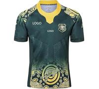HCOISINI Rugby Jersey, Australia 17-18 Commemorative Edition, Comfortable and Breathable(Green,M)