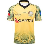 HCOISINI Rugby Jersey, Australia 17-18 Commemorative Edition, Comfortable and Breathable(Yellow,S)