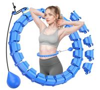 HCOIW Plus Size Silent Weighted Hula Infinity Fitness Detachable Hoops 65-Inch 32 Knot, Smart Noiseless Infinity Hula for Women, 2-in-1 Waist and Abdominal Home Workout Equipment,Blue