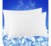 HCORA Cooling Pillow Cases for Hot Sleepers - Double Side Arc-Chill Q-Max>0.5 Cooling Fiber Cool Pillow Cases 2 Pack - Breathable Soft Cold Pillow Cases with Hidden Zipper (White, 20" x 36")