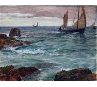 HCOTZHPY Classic Famous Artwork Modern Canvas Painting Homeward Bound by Charles Napier Hemy Oil Painting Reproduction for Office Decor 60x90cm