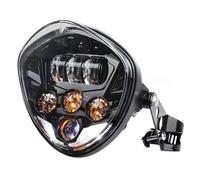 HCPAVEXT Front Headlight Universal Motorcycle Headlight With Clamp Bracket White DRL Hi/Low Beam For Triumph(Black bezel amber)