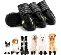 Hcpet Dog Shoes, Dog Boots for Small Dogs, Waterproof Medium Dog Booties Paw Protector for Summer Hot Pavement, Winter Snowy Day, Outdoor Walking, Indoor Hardfloors Anti Slip Sole Black Size 5