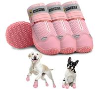 Hcpet Dog Shoes for Large Dogs, Breathable Dog Booties for Small Medium Dogs, Anti-Slip Dog Boots & Paw Protectors for Hot Pavement Winter Snow Hiking with Reflective Straps Pink Size 2