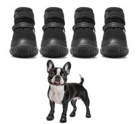 Hcpet Dog Shoes for Small Dogs, Puppy Dog Boots & Paw Protectors for Winter Snowy, Summer Hot Pavement, Outdoor Walking Adjustable Small Dog Shoes, Indoor Hardfloors Anti Slip Dog Booties Black 1