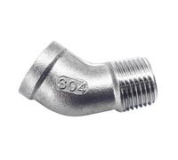 HCPGBGLBTF 1/4" 3/8" 1/2" 3/4" 1" 1-1/4" 1-1/2" BSP Female to Male Thread 304 Stainless Steel 45 Degree Elbow Pipe Fitting Connector Threaded Elbow(1-1/4")