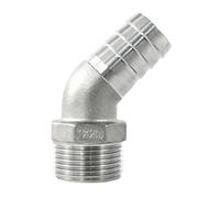 HCPGBGLBTF 1/8" 1/4" 3/8" 1/2" 3/4" 1" - 2" BSPT Male 6 8 10 12 15 20-50 mm Hose Barb 45 Degree Elbow Connector 304 Stainless Pipe Fitting Threaded Elbow(3l8 BSP to 12mm)