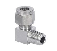 HCPGBGLBTF 1/8" 1/4" 3/8" 1/2" to 3mm 4mm 6mm 8mm 10mm 12mm Stainless Steel 90 Degrees Bend Double Card Connector BSPT ZG Thread Threaded Elbow(6MM_1/4")