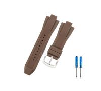 HCPHCVEVVK 13X 29mm Safe Durable Watchband Fit For Michael Kors Mk8729 8184 9020 Convex Interface Sport Personality Silicone Rubber Watch Strap(Brown-Steel-K2)