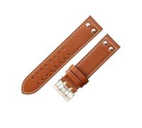 HCPHCVEVVK 20mm22mm Double Row Hole Leather Straps Fit For Hamilton Fit For Seiko Watch Band Rivet Mens Military Pilot Khaki Field Aviation Watch Belts(Brown White-Steel,22mm)