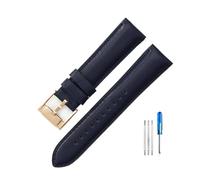 HCPHCVEVVK Leather Watch Strap Fit For Fossil Dark Blue Rose Steel Buckle 22mm 24mm Universal Watchbands(Dark Blue-Rose-K8,22mm)