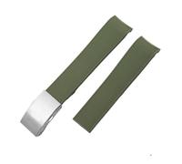 HCPHCVEVVK Rubber Silicone Watch Strap Soft Folding Buckle Watchband Fit For Longines Conquest Fit For Hydro Conquest L3 Black Accessories 21mm(Green-Steel-Z10)