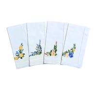 HCRAFT Embroidered Cotton Table Napkin, Cloth Napkins Set of 4 18"x18" Mix Floral Flowers Napkin Square Fabric, Dining Room, Napkins Cloth Machine Washable, Christmas Napkins, Great Present Ideas