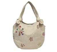 HCRAFT Embroidered Handbags for Women, Vintage Tree Shoulder Tote Bag with Zipper,12.6"x5.5"x9", Fabric Tote Bag, Hobo Bags For Women, Tote Bag Aesthetic with Inner Pocket, Tree, S