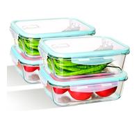 Hcrvvi 4pcs 2260ml Glass Containers With Lids Set, BPA Free, Food Storage, Storage Containers With Lids Airtight & Leakproof Glass Container With Lid - and 1 Cleaning Sponges