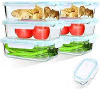 Hcrvvi 6pcs 1520ml Food Containers, BPA Free, Glass Containers With Lids, Food Prep Containers With Lids, Meal Prep Containers Set, Airtight & Leakproof Glass Storage Containers and 1 Cleaning Sponges