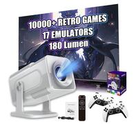 HCS350 MAX Portable Smart Projector with WIFI and Bluetooth, Game Console Built in 10000+ Games, Android 11 Movie Projector for Outdoor, Home Theater, with Remote Focus Function & Voice remote control