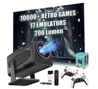 HCS350 Mini Portable Smart Projector with WIFI and Bluetooth, Game Console Built in 10000+ Game 17 Emulator, 200 Lumen, 1280*720P, Android 11 Movie Projector for Outdoor Use, Home Theater(Green Box)