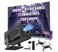 HCS350 Mini Portable Smart Projector with WIFI and Bluetooth, Game Console Built in 10000+ Game 17 Emulator, 200 Lumen, 1280*720P, Android 11 Movie Projector for Outdoor Use, Home Theater(Purple Box)