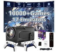 HCS350 mini Smart Portable Projector,10000+ Games,17 Emulator GAME Projectors with WIFI & Bluetooth,200 Lumens,180° Rotation,1280 * 720P with 2 Wireless Controller,Android 11,for Camping (Purple Box)