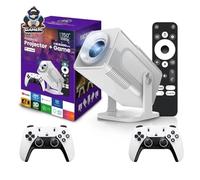 HCS350 Pro Android 11 Gaming Projector 64GB TF Card Wireless Gaming Controller Dual WIFI1920*1080P Home Theater Portable Projector (White) (White)