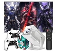 HCS350 PRO Electric Focus Mini Projector 10000+ Games 17 Emulators,Auto Focus/Keystone Game Projectors,Android 11 Portable Projector with WiFi Bluetooth,1280 * 720P,180° Rotation Proyector (Silver)