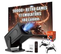 HCS350 Pro Portable Smart Projector with WIFI and Bluetooth, Game Console Built in 10000+ Game, 720P, Android 11 Movie Projector for Outdoor Use, Home Theater, with Remote Focus Function(Black)