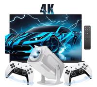 HCS350 Pro Projector and Game Mini Projector 64G,30000+ Games 4K Smart Game Projector 1280*1080P,Android 12,Portable Video Projector with 2 Wireless Controllers,5G WiFi Bluetooth,home theater,office