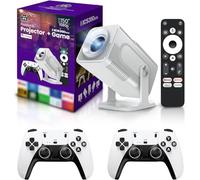 HCS350 Pro Projector and game,Retro 4K Smart Game Projector 1280*1080P Built-in 30000 Games,Portable video game with 2 Wireless Controllers,5G WiFi Bluetooth,HDMI,Android 12,home theater,office(White)