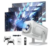 HCS350Max Game Projector with 2 Wireless Game Controllers & 30,000+ Games, 1080P 4K Retro Game Projector Bluetooth Remote, Compatible with HDMI/TV Stick/USB/Phone/PC, White