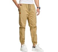 HCSS Jogger for Men Cargo Trousers Men Casual Sweatpants Elasticated Waist Drawstring Pants with Pockets(Khaki-XXL)