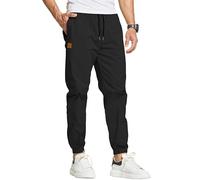 HCSS Jogger for Men Cargo Trousers Men Casual Sweatpants Elasticated Waist Drawstring Pants with Pockets(Black-M)