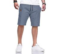 HCSS Mens Casual Shorts Summer Cotton Chino Sports Shorts with Elastic Drawstring Waistband(Denim Blue-3XL)