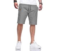 HCSS Mens Casual Shorts Summer Cotton Chino Sports Shorts with Elastic Drawstring Waistband(Grey-L)