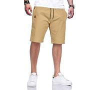 HCSS Mens Casual Shorts Summer Cotton Chino Sports Shorts with Elastic Drawstring Waistband(Khaki-XXL)