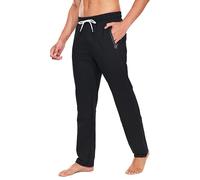 HCSS Mens Joggers Slim Fit Tracksuit Bottoms with Zip Pockets Elasticated Waist (Black XXL)