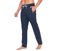 HCSS Mens Joggers Slim Fit Tracksuit Bottoms with Zip Pockets Elasticated Waist (Navy Blue S)