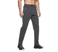 HCSS Mens Joggers Tracksuit Bottoms Men for Running Sports Lounge Open Hem Cotton with Zip Pockets Elasticated Waist (Grey06 XXL)